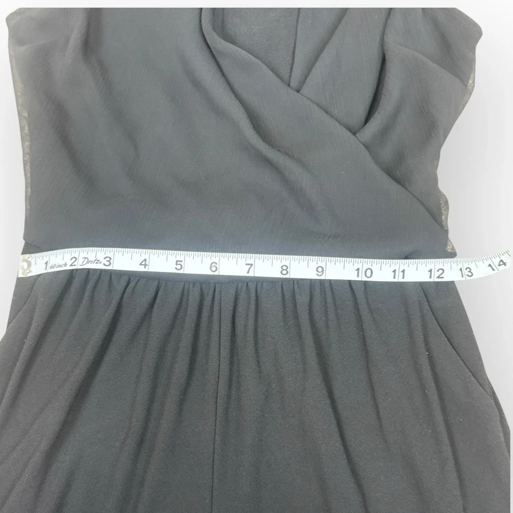 bar III Black Sleeveless Draped Faux Wrap Jumpsuit Elastic Waist‎ XS